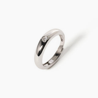 Anello fedina in argento con zircone a cuore
