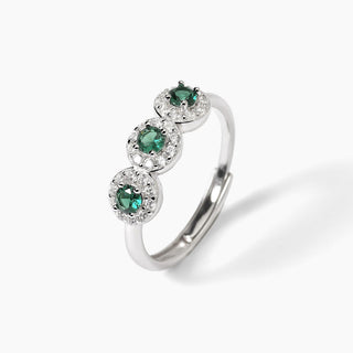 Anello in argento con smeraldi sintetici e zirconi