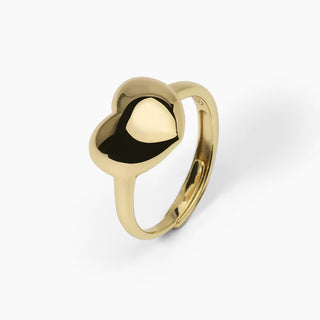 Anello chevalier da donna in argento placcato oro con cuore