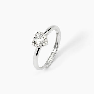 Anello in argento da donna con zircone bianco taglio cuore
