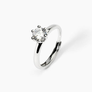 Anello solitario da donna in argento con zircone