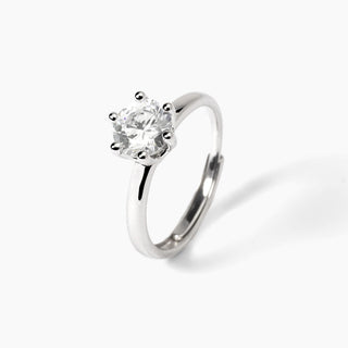 Anello solitario da donna in argento con zircone