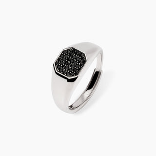 Anello uomo in argento con zirconi neri