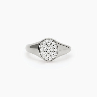 Anello chevalier da donna in argento con zirconi