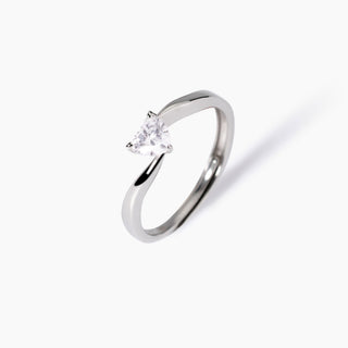 Anello contrarié da donna in argento con zircone a cuore