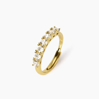 Anello veretta in argento dorato con zirconi