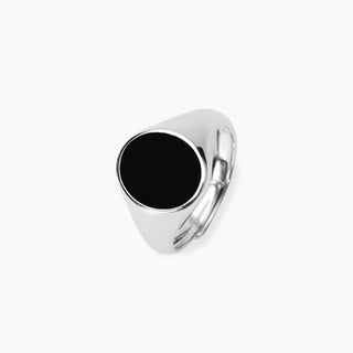Anello ovale in argento e onice
