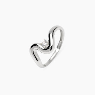 Anello wavy in argento con zircone regolabile
