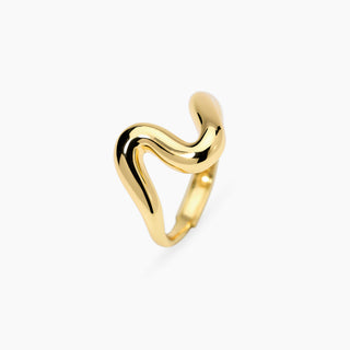 Anello wavy in argento dorato regolabile
