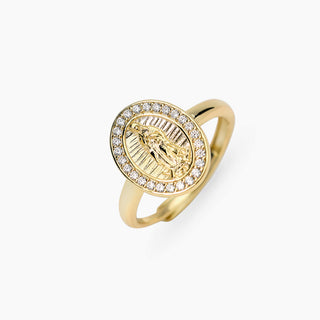 Anello regolabile in argento dorato con Madonnina