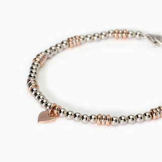 Bracciale in argento placcato oro rosa con cuore e zirconi