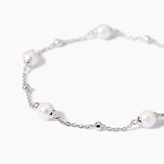 Bracciale in argento con perle conchiglia e sfere