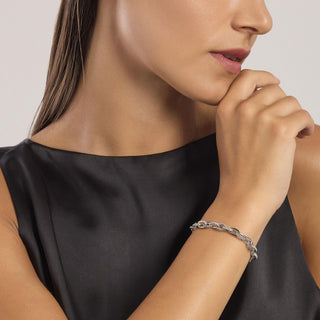 Bracciale in argento con catena rolò allungata e zirconi