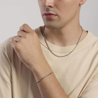 Bracciale uomo con zirconi neri
