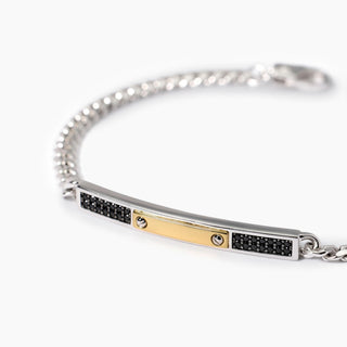 Bracciale uomo con elemento placcato oro