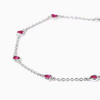 Bracciale tennis da uomo con rubini sintetici taglio cuore