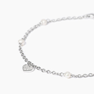 Bracciale in argento con perle coltivate e ciondolo cuore