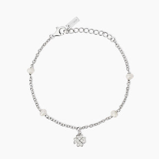 Bracelet with cultured pearls and fur-leaf clover charm VIVA LA VIDA