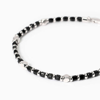 Bracciale da uomo in argento e agata nera