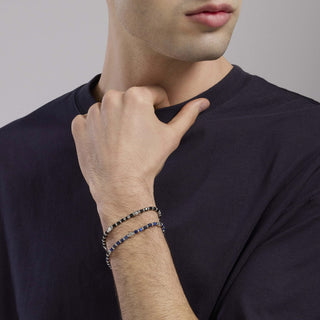 Bracciale da uomo in argento e sodalite blu