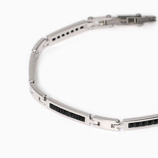 Bracciale uomo con piastre e zirconi neri