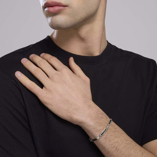 Bracciale uomo con piastre e zirconi neri