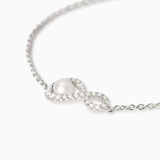 Bracciale in argento con simbolo infinito e perla coltivata