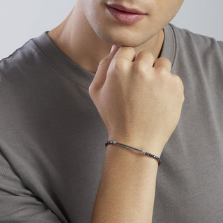Bracciale con ematite grigia e piastra in zirconi