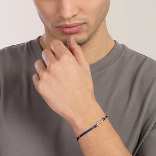 Bracciale da uomo in nylon con ancora in argento