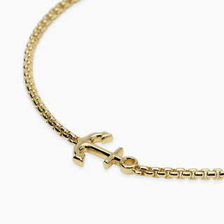 Bracciale in argento placcato oro con ancora da uomo
