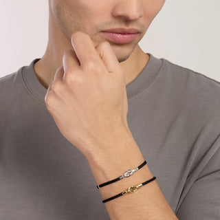 Bracciale in lab leather e nodo centrale da uomo