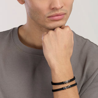 Bracciale in silicone con ancora in argento da uomo