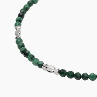 Bracciale in argento e malachite sintetica da uomo