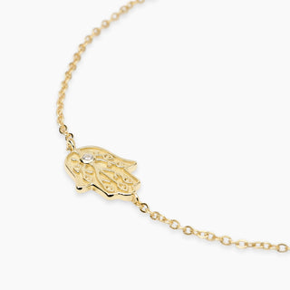 Bracciale in argento dorato con mano di Fatima