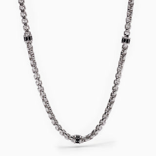Collana da uomo in argento con zirconi neri