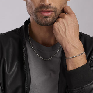 Collana da uomo in argento con zirconi neri