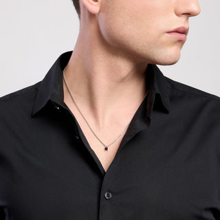 Collana da uomo in argento con zircone nero
