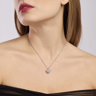 Girocollo da donna in argento con pendente a cuore e zirconi