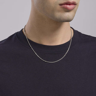 Collana da uomo in argento rodiato con catena veneta ed elementi bruniti