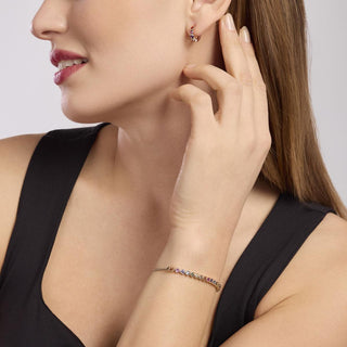 Orecchini a cerchio rosati con cuori multicolor