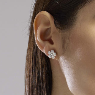 Orecchini a fiore in argento con zirconi