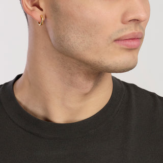 Orecchino a cerchio da uomo in argento placcato oro 18K