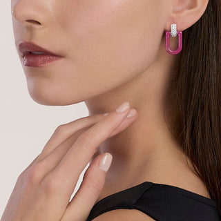Orecchini pendenti fucsia con zirconi